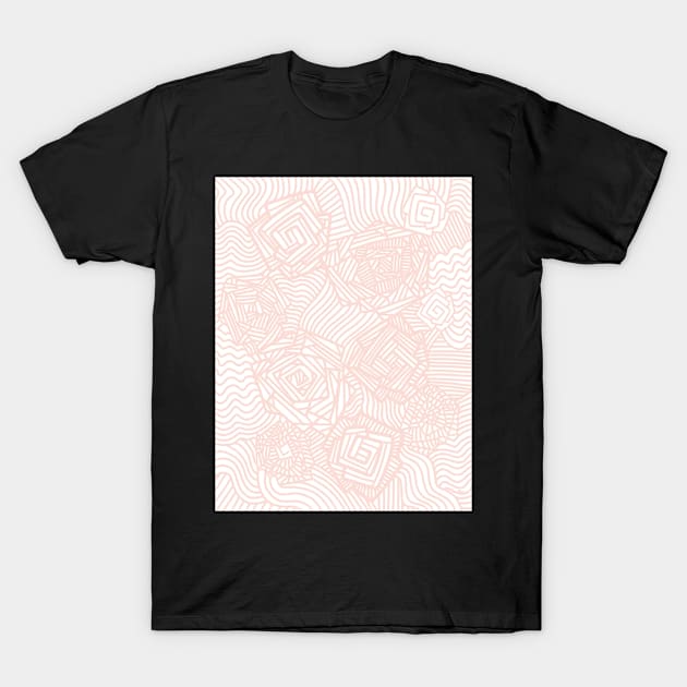 Pretty Pink Rose Patch - Digitally Illustrated Abstract Flower Line Art Pattern for Home Decor, Clothing Fabric, Curtains, Bedding, Pillows, Upholstery, Phone Cases and Stationary T-Shirt by cherdoodles